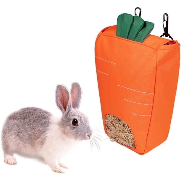 Bolsa de heno para conejo, bolsas de heno para cerdo, bolsa de alimentación para conejos con forma de zanahoria, bolsa de heno colgante para animales PEQUEÑOS para conejos, cobayas, Chinchilla Rojo Verde Cocina, Decoración y Otros