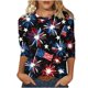 thumbnail image 2 of Fiudx Liquidación de Ofertas Flash Moda Mujer Impresión Cuello Redondo Manga 3/4 Camiseta Pulóver Blusa Superior, 2 of 4