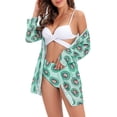 thumbnail image 4 of Txlixc Traje de baño de 3 piezas para mujer, cubierta de manga larga + sujetador cruzado + conjunto de parte inferior de bikini Txlixc  Sexy, 4 of 8