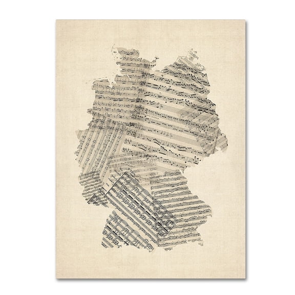 Trademark Fine Art "Old Sheet Music Map of Germany" Canvas Art by Michael Tompsett
