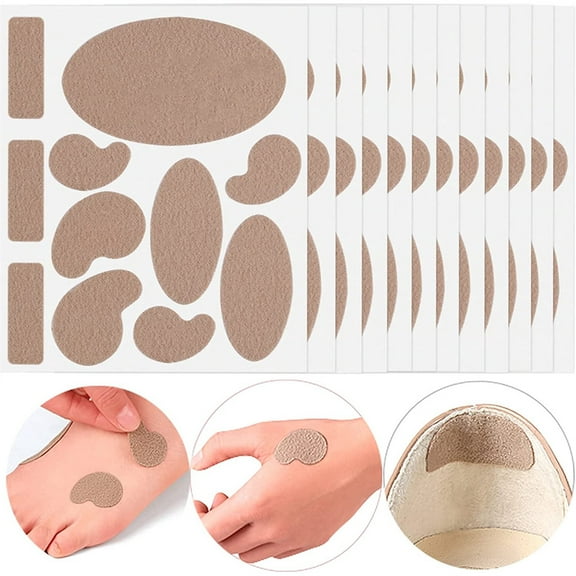 132 Pieces Moleskin Tape Flannel Adhesive Pads, Pre-Cut Moleskin Very Easy to Paste,Heel Stickers Blister Prevention Pads Anti-wear Heel Pads for Feet Fabric Padding, 11 Shapes