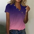 thumbnail image 2 of Jalioing Womens Plus Size Top Summer Casual T Shirt Gradient Color Button V-Neck Loose Tops, 2 of 5