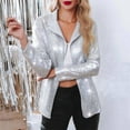 thumbnail image 2 of FUYUDY Women Blouse Style Long Sleeve Shirt With Lapel Casual Wear Lightweight Jacket Tops Holiday Female Solid Color Dailywear, 2 of 4
