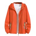 thumbnail image 3 of Fanxing Men's UPF 50+ Light Jacket Big and Tall Full Zip Sun Protection Hoodie Long Sleeve Sun Shirts UV Fishing Athletic Performance Shirt Orange,XL, 3 of 6