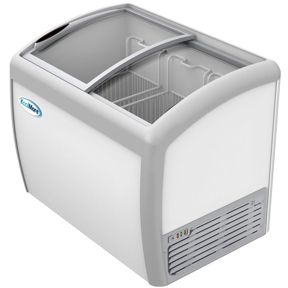 Pemberly Row Metal Ice Cream Freezer Display Case with 3 Storage Baskets - White