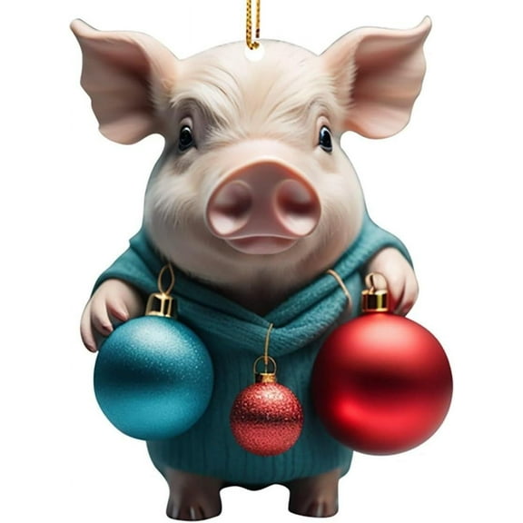 Christmas Clearance! JoyMoreHome Personalized Pig Christmas Ornament Hanging Pendant Ornaments 2024 Xmas Tree Decoration with Hanging Rope Unique Christmas Gift for Kids