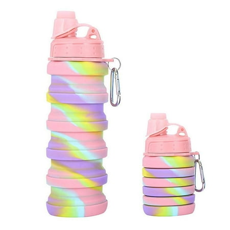 

1 Silicone Foldable Sports Water Bottle New Handle Cover Camo Outdoor Fitness Portable Water Cup A 500Ml