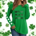 thumbnail image 2 of Erwazi Women's St Patrick's Day T-Shirt Green Long Sleeve Crewneck Shamrock Tees Tops, 2 of 6