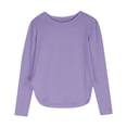 thumbnail image 5 of Mercatoo Girls Long Sleeve T-Shirts Cotton Crewneck Tees Soft Stretchy Solid Color Tops Kids Trendy Fall Simple Tees Clothes, 5 of 7
