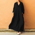 thumbnail image 2 of AOOCHASLIY Clearance Womens Dresses Summer Women Plus Size Long Sleeve Cross V Neck Maxi Dress Full Length Shirt Line Dress, 2 of 8