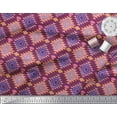 thumbnail image 1 of Soimoi Pink Velvet Fabric Diamond Geometric Print Fabric by Yard 58 Inch Wide, 1 of 1