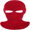 thumbnail image 4 of CHUANK Bonnet Tricoté à 2 Trous pour le Visage, Cagoule d'Hiver Chaude pour Sports Extérieurs (Rose Rouge), 4 of 13