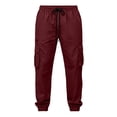 thumbnail image 3 of Cargo Pants for Men Solid Color Drawstring Jogger Pants with Pockets for Daliy Wear, 3 of 7