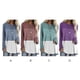 thumbnail image 4 of Qarigey Mujer Camiseta Manga Larga Cuello Contraste Color Algodón Top Prendas para la parte del cuerpo Cielo azul 3XL, 4 of 6