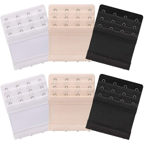6 Pieces Women's Soft Comfortable Elastic Bra Extenders Bra Extension Strap 4 Hook 3 Row Lady's Bra Extender Bra Band