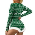 thumbnail image 2 of Samickarr One Piece Nightwear Pajamas Bodysuits for Women Shorts Butt Flap Christmas Pajamas for Women Sexy Deep V Neck Long Sleeve Button-down Front Lingerie Bodycon Rompers Jumpsuit Pajamas, 2 of 8