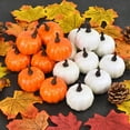 thumbnail image 5 of 12 Pcs Mini Artificial Pumpkins - Foam, Realistic, Orange/White, 6x6.5cm, for Halloween/Thanksgiving Decor, DIY Crafts, 5 of 6