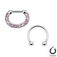 thumbnail image 2 of Pair of Septum Ring 16ga Combo Cartilage Surgical Steel CZ Gems, 2 of 5