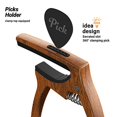 thumbnail image 3 of TANMUS 3in1 Guitar Capo for Acoustic and Electric Guitars,2 Pack(with Pick Holder and 6 Picks),Ukulele,Guitar Accessories (Black&Wood), 3 of 3