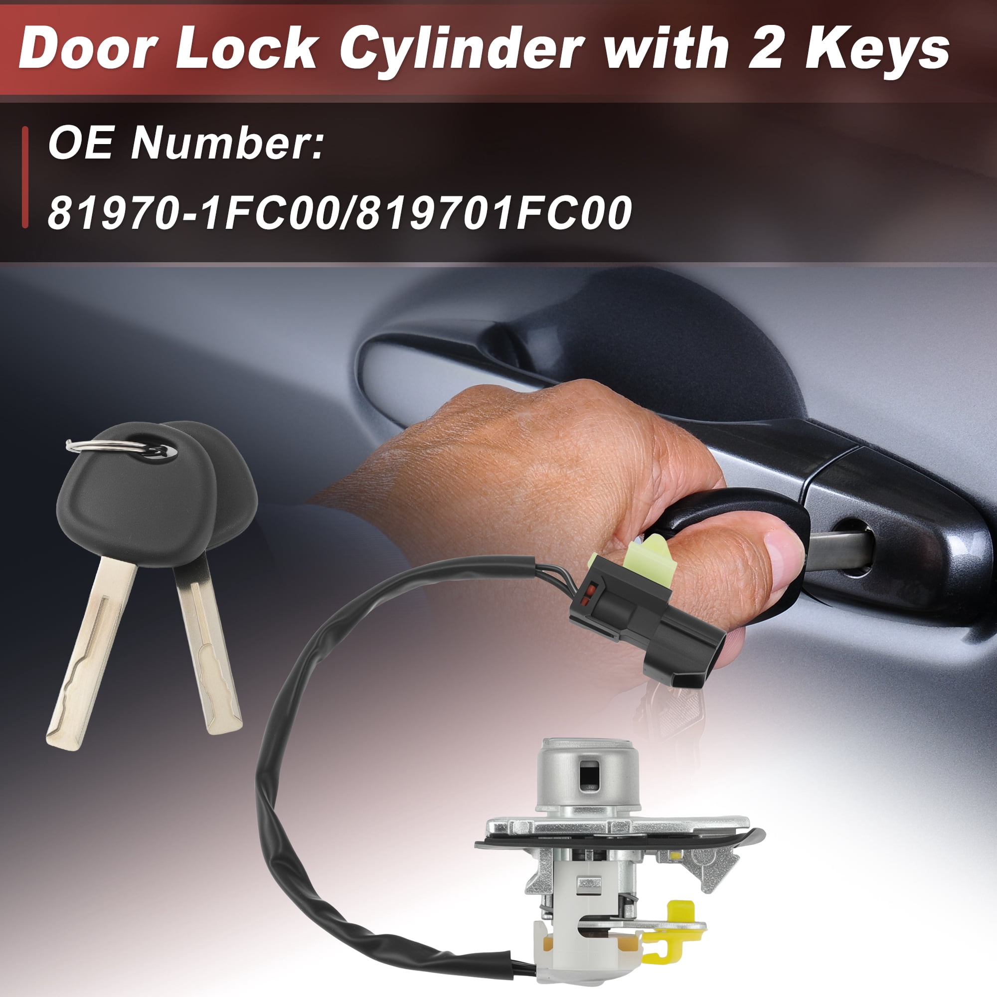Unique Bargains Front Left Door Lock Cylinder Set with 2 Keys for Kia Sportage 2004-2010
