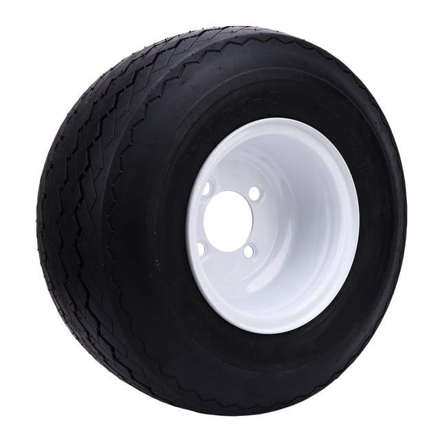 18x8.50-8 Tubeless Tire with Rim, Excellent Grip Rubber Compound 4 Bolts Puncture Proof Lawn Mower Tire On Wheel for Riding Lawn Mower