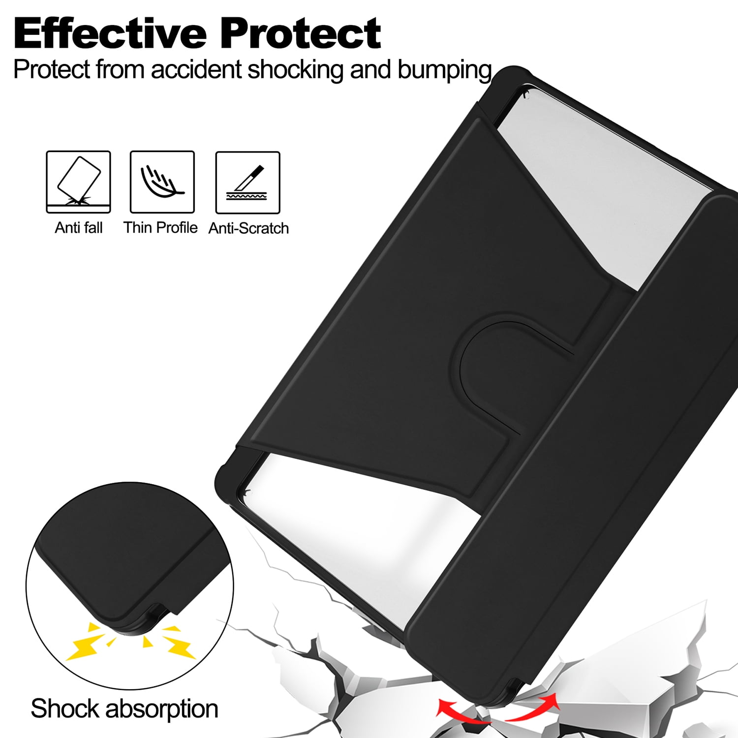 Allytechgroup iPad Pro 11 M4 2024 Case with Pencil Holder, Premium PU Leather Multi Angle Viewing Stand Anti-Scratch Auto Sleep Wake Tablet Case for Apple iPad Pro 11 Inch 2024, Black