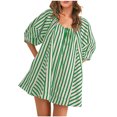 thumbnail image 2 of Bzhegqhd Woman Fashion Print Round Neck Drawstring Short Sleeve Pockets Jumpsuit, 2 of 8