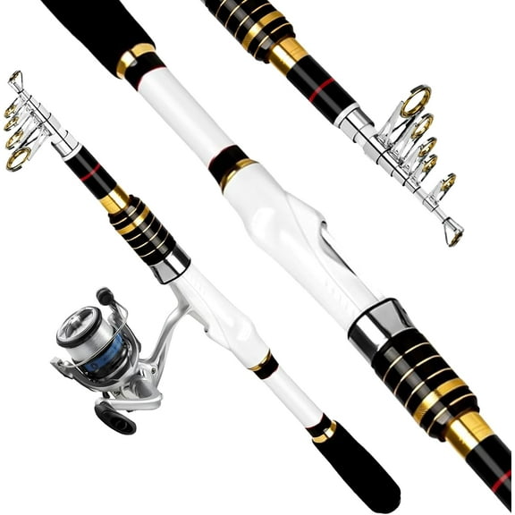 Telescopic Fishing Rod and Reel Combo, 2PCS Collapsible Fishing Pole with Spinning Reel Lures and Carrier Bag for Saltwater Freshwater Bass Fishing Gear