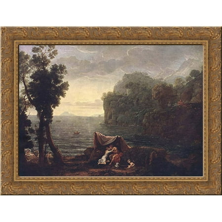 Landscape with Acis and Galathe 24x20 Gold Ornate Wood Framed Canvas Art by Lorrain, Claude
