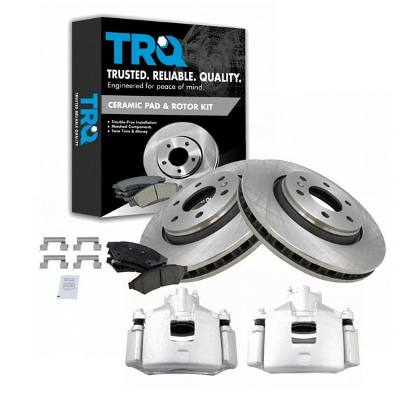 TRQ Front Brake Pad & Rotor Kit Brake Caliper Brake Pads Brake Rotor Ceramic Vented Fits Select 2005-2007 Buick Terraza 2006-2008 Chevrolet Uplander 2006 Pontiac Montana 2006-2007 Saturn Relay