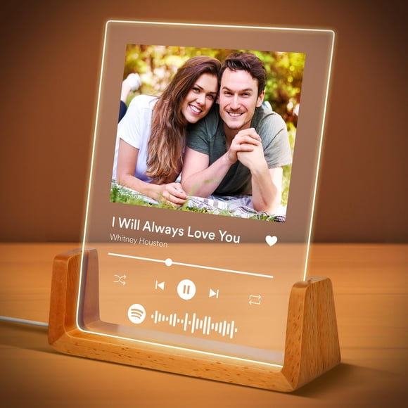 Placa Spotify personalizada con foto acrílica de 6 x 8 pulgadas con luz LED