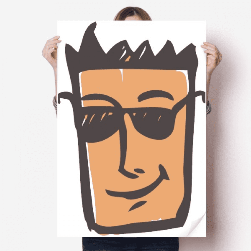Sunglass Face Sketch Happy Sticker Decoration Poster Playbill Wallpaper