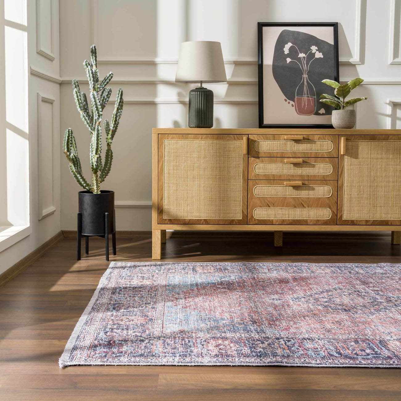 Hauteloom Holli Living Room, Bedroom Machine Washable Area Rug - - Light Blue, Green, Orange - 2' x 3'