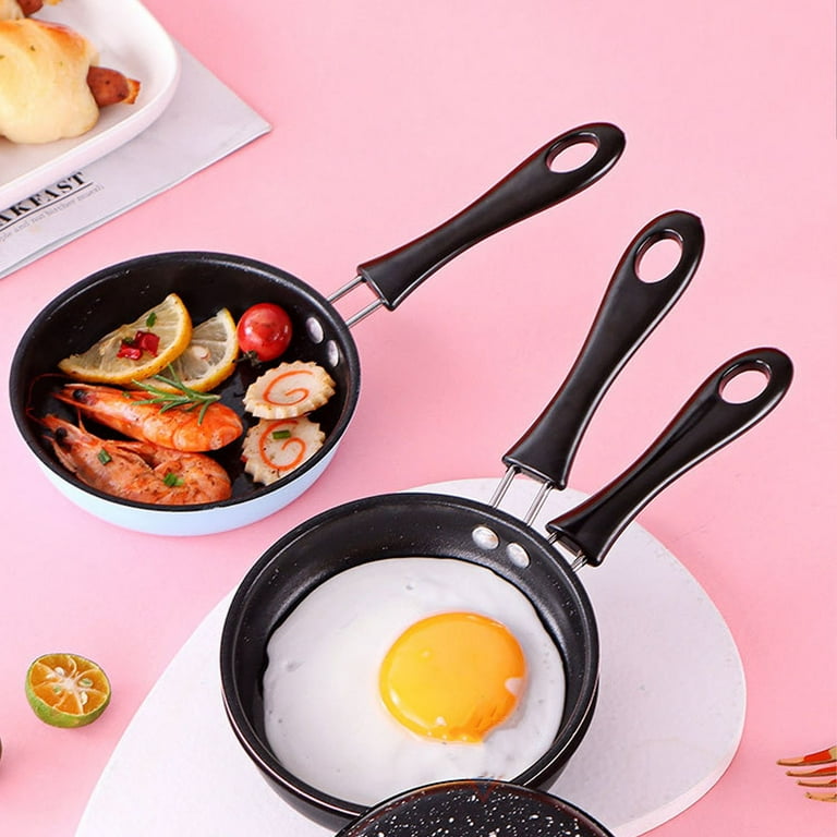 5 inch Egg Frying Pan, Mini Stainless Steel Round Frying Pan Nonstick  Omelet Pan Multipurpose Skillet with Handle for Induction Cooker(blue)