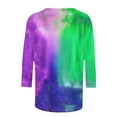 thumbnail image 5 of Fartey Mardi Gras Shirt for Women 3/4 Length Sleeve Crew Neck Tunic Tops Funny Mask Graphic Tees Carnival Outfits Holiday Party Blouses Multicolor S-5XL, 5 of 5