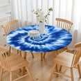 thumbnail image 3 of Blue White Tie Dye Spiral Pattern Round Fitted Tablecloth with Elastic Edge,Dining Table Cover Waterproof,Outdoor Round Tablecloth for Camping,Dining,Indoor and Outdoor, 3 of 7