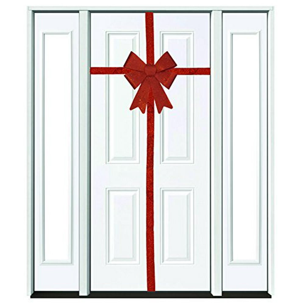 Bow with Ribbon Set Gift Wrap a Door Christmas, Holiday Decoration (Red, 14.17 X 18.89 inches
