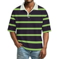 thumbnail image 2 of Dresfit Mens Polo Shirts Short Sleeve Striped Golf Shirts 2026 Summer Collared Waffle Knit Tops Lapel Loose Color Block Business T Shirts M, 2 of 6