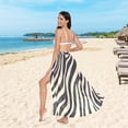 thumbnail image 6 of FORMRS Womens Beach Sarong Semi-Sheer Bikini Wrap Skirt Swimsuit Cover-ups, Black Lines, 6 of 7