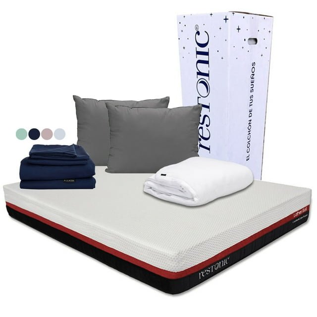 Colchón Matrimonial Restonic Roll Almohada 2Pack Protector Cloud Sábanas Softy