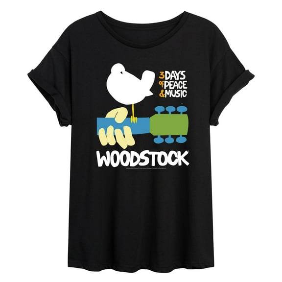 Woodstock - Guitar - 3 Days of Peace & Music - Women's Oversized T-Shirt