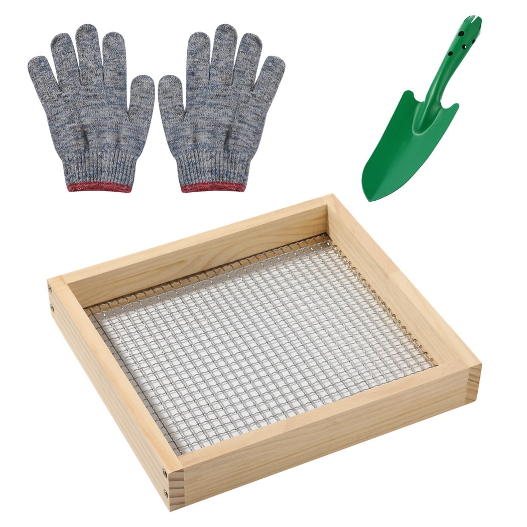 Garden Soil Sifter Collecting Tool, Sand Sifter Shovel, Gardening Sand Dirt SifterShovel, Stainless Steel Soil Sieve, Gardening SoilSifter, Mesh Potting Scoop, Ergonomic Farm Shovel
