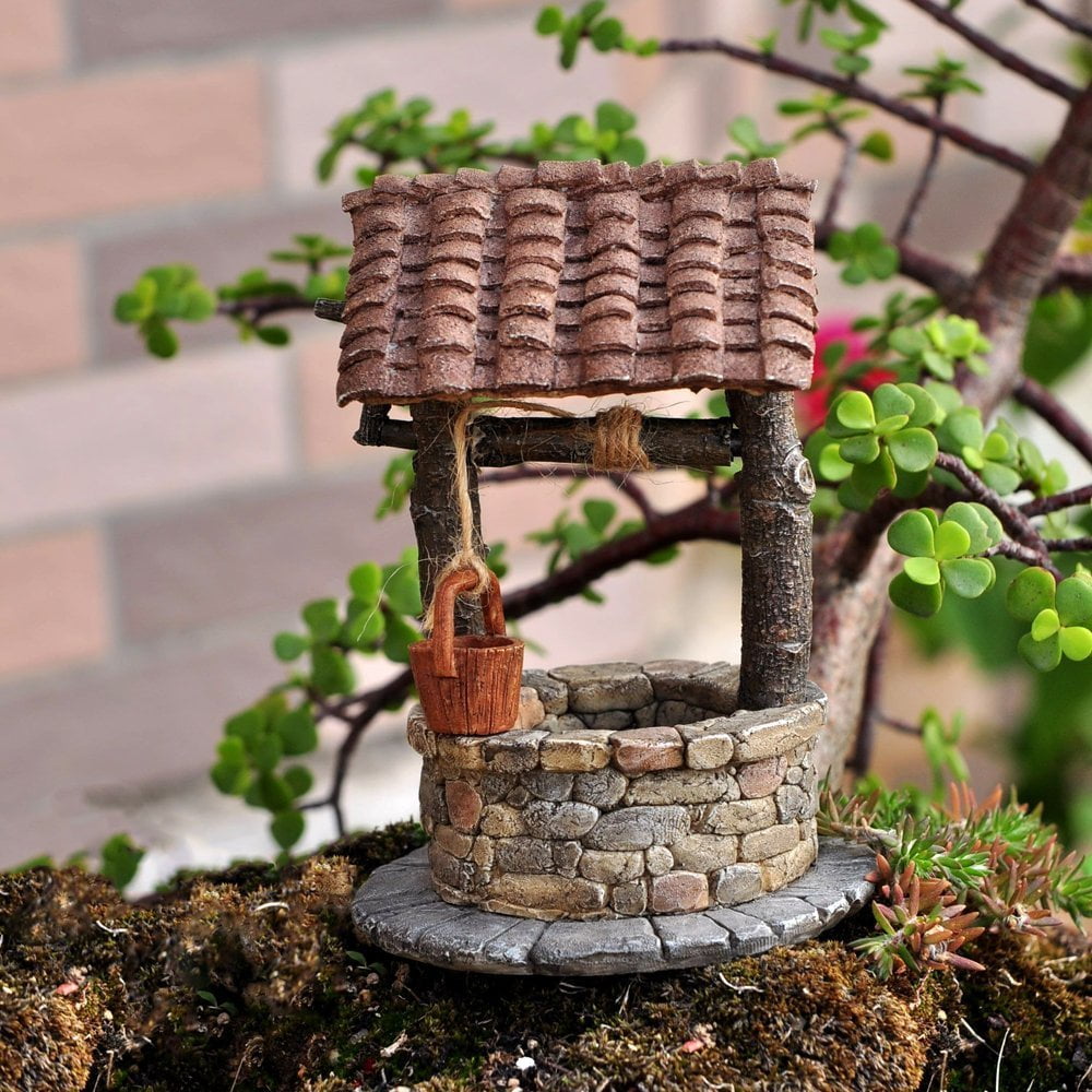 Miniature Dollhouse FAIRY GARDEN Furniture ~ Mini Wishing Well with Birds ~ NEW 