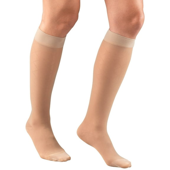 Truform Women's Stockings Knee High Sheer Diamond Pattern: 15-20 mmHg L NUDE (1783ND-L)