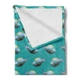 thumbnail image 2 of Teal Soft Flannel Fleece Throw Blanket, Digital Geometric with Low Polygonal Effect Unicornfish Marine Life Design, Cozy Plush for Indoor and Outdoor Use, 70" x 90", Teal, by Ambesonne, 2 of 5