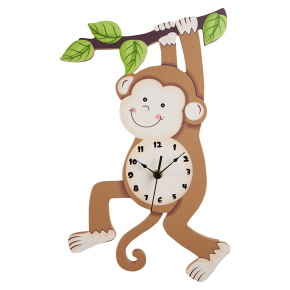 Teamson Kids Monkey Wall Clock Animal Themed Sunny Safari Childrens Room Decor