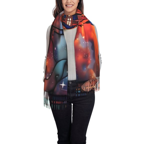 Kdxio Magical Stained Glass Castle Women's Scarf Womens Winter Scarf, Fashion Scarfs for Women, Shawls and Wraps, Long Blanket Scarf