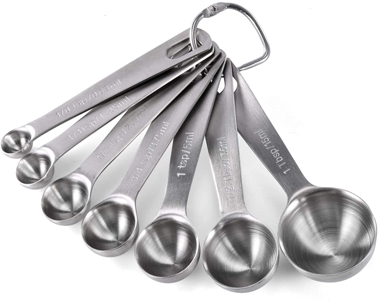 Measuring Spoons: 18/8 Stainless Steel Measuring Spoons Set of 7 Piece: 1/8  tsp, 1/4 tsp, 1/2 tsp, 3/4 tsp, 1 tsp, 1/2 tbsp & 1 tbsp Dry and Liquid  Ingredients - Walmart.com