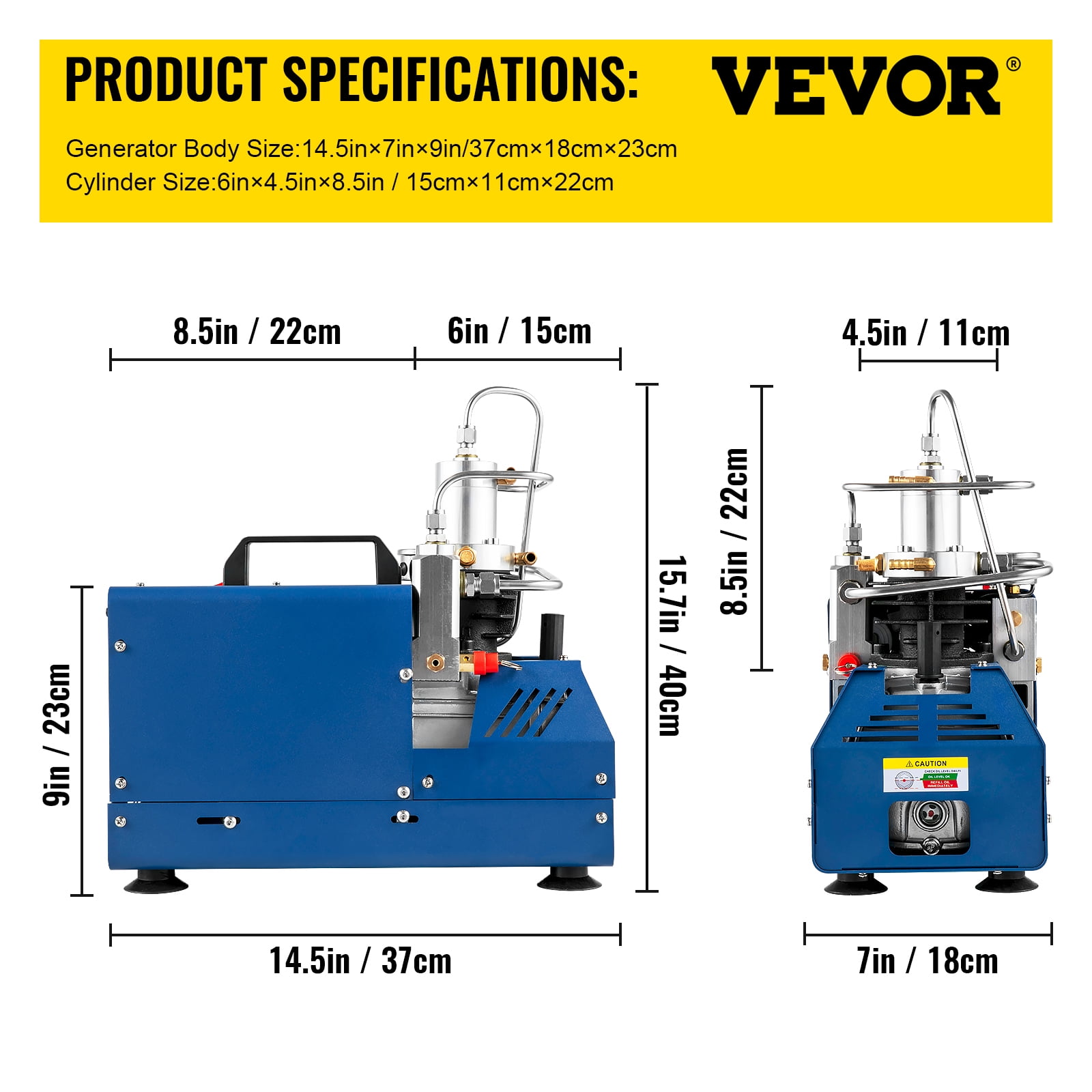 VEVOR 110V PCP Air Compressor 30Mpa/4500Psi Manual-Stop High Pressure Air Pump 