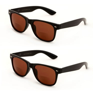 V.W.E. 2 Pairs Classic Bifocal Outdoor Reading Sunglasses - Comfortable Stylish Simple Readers Rx Magnification